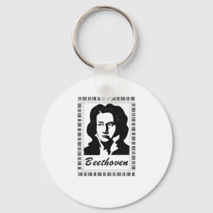 beethoven portrait with piano key frame ring