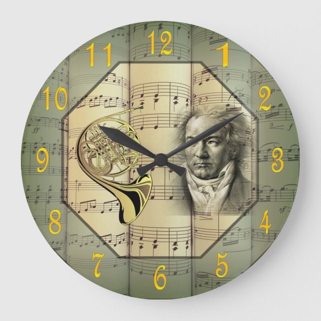 Beethoven ~ Symphony Orchestra ~ French Horn ~ Large Clock (Front)
