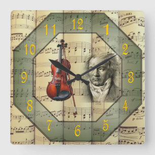 Beethoven ~ Symphony Orchestra ~Viola ~ Square Wall Clock