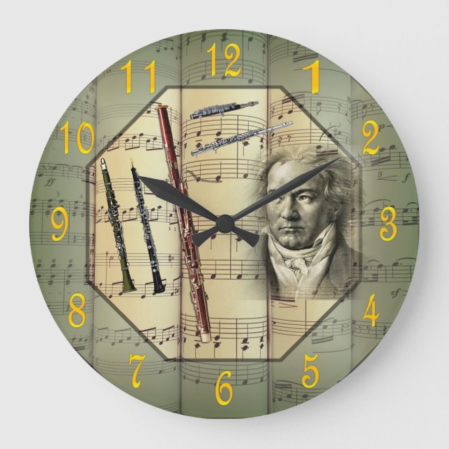 Beethoven~Symphony Orchestra~Woodwind Instruments~ Large Clock (Front)