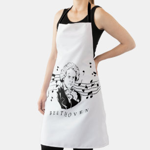 Beethoven with notes in the background apron