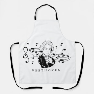 Beethoven with notes in the background apron