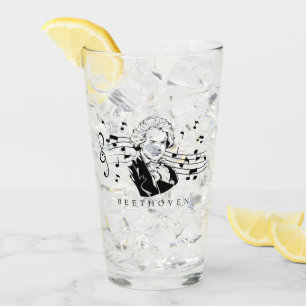 Beethoven with notes in the background glass