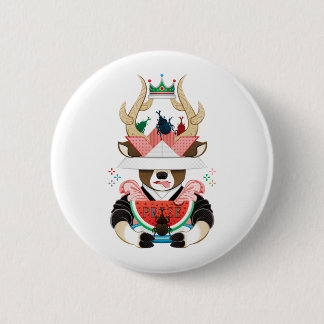 Beetle and watermelon (remake) 6 cm round badge