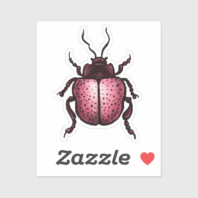 Beetle Art Entomology Cute Pink Insect (Sheet)