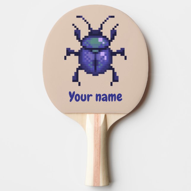 Beetle beetle, purple pixel art ping pong paddle (Front)
