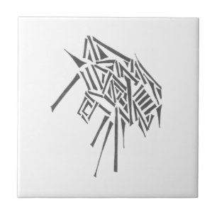 Beetle Black White Abstract Tribal Tattoo Art Ceramic Tile