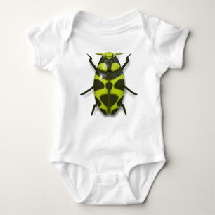 Beetle bug insect cute black green baby bodysuit