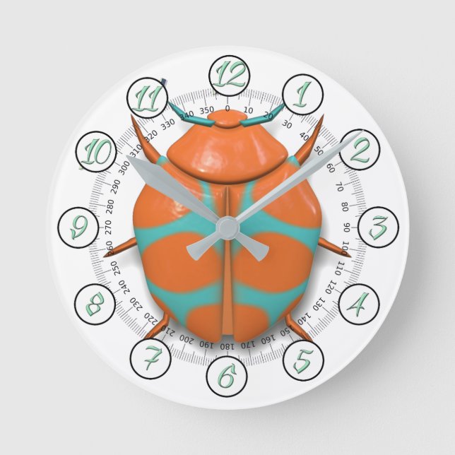Beetle bug insect cute round clock (Front)