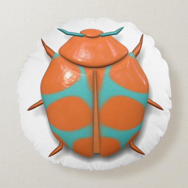 Beetle bug insect cute round cushion (Front)