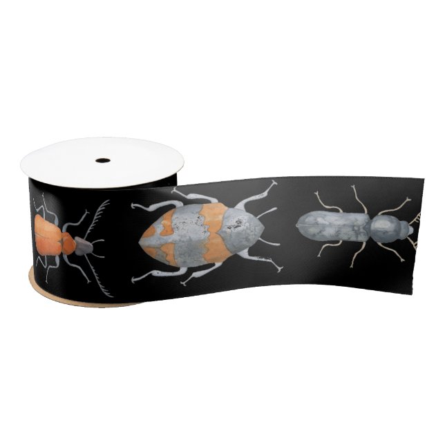 Beetle bug insect pattern satin ribbon (Spool)