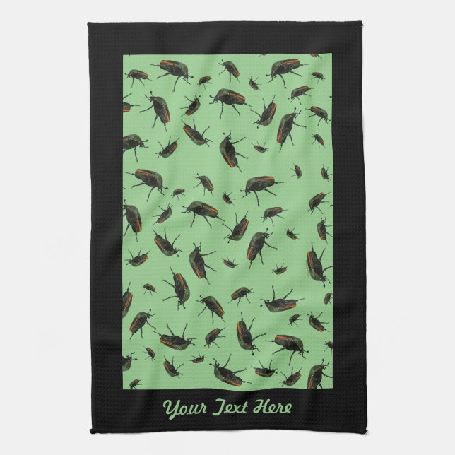 Beetle Bug Kitchen Towel Optional Personalisation (Vertical)