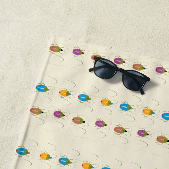 Beetle on brown soil beach towel (In Situ)