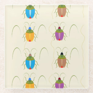 Beetle on brown soil glass coaster