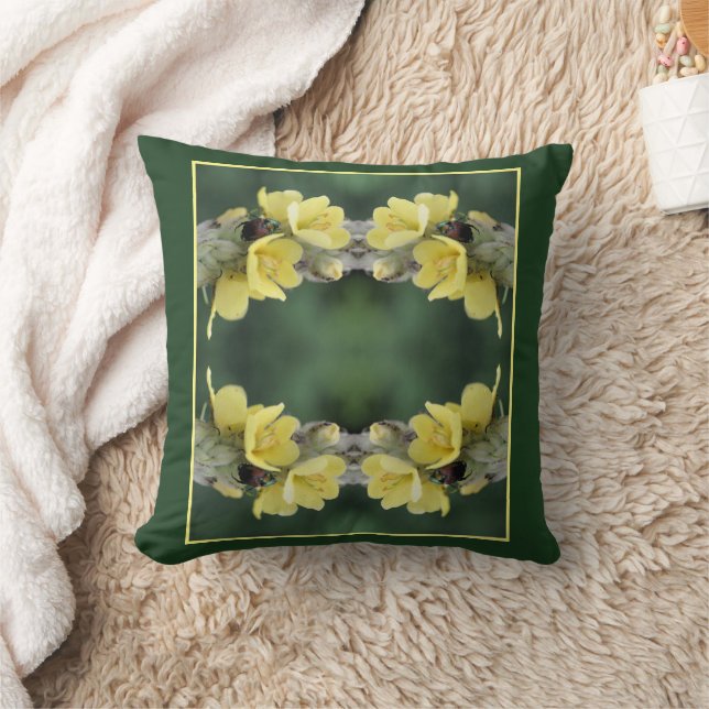 Beetle On Wild Mullein Flower Abstract  Cushion (Blanket)