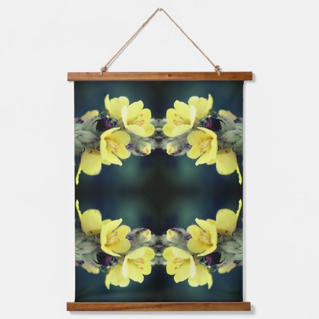 Beetle On Wild Mullein Flower Abstract Hanging Tapestry (Front)