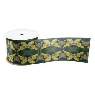 Beetle On Wild Mullein Flower Abstract Satin Ribbon