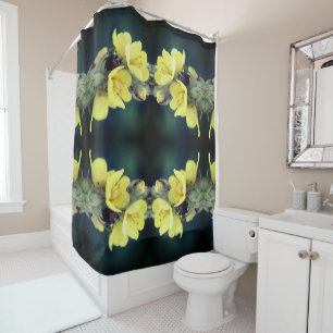 Beetle On Wild Mullein Flower Abstract Shower Curtain