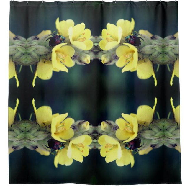 Beetle On Wild Mullein Flower Abstract  Shower Curtain (Front)