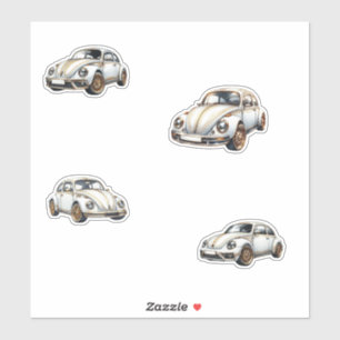 beetle white and gold stickers