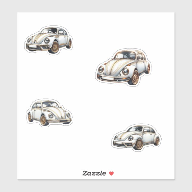 beetle white and gold stickers (Sheet)
