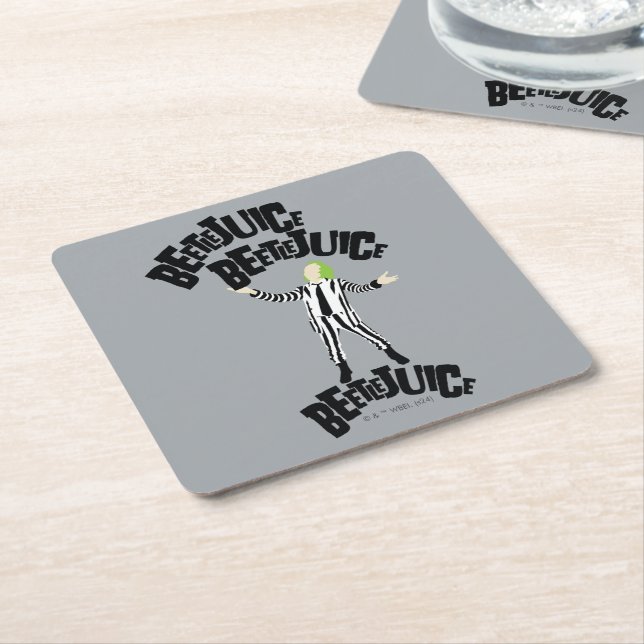 Beetlejuice Beetlejuice Beetlejuice Square Paper Coaster (Angled)