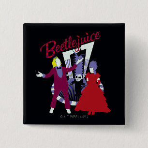 Beetlejuice   Beetlejuice & Lydia Wedding 15 Cm Square Badge