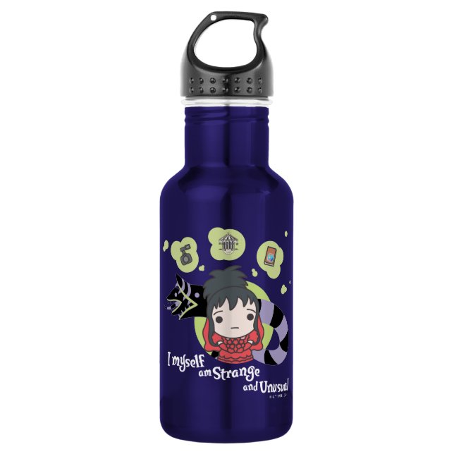 Beetlejuice | Chibi Lydia "Strange and Unusual" 532 Ml Water Bottle (Front)