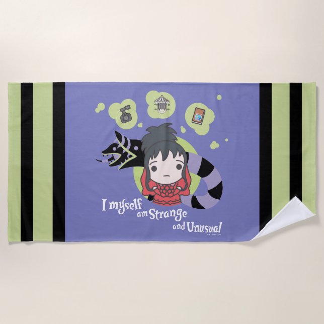 Beetlejuice | Chibi Lydia "Strange and Unusual" Beach Towel (Front)