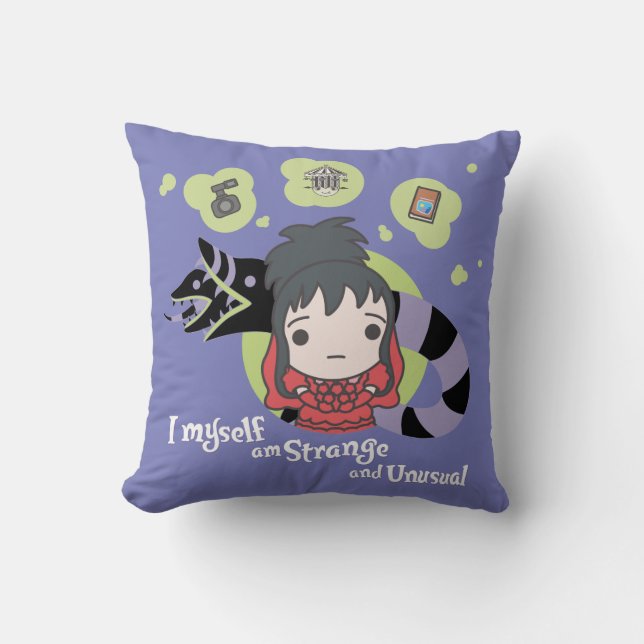 Beetlejuice | Chibi Lydia "Strange and Unusual" Cushion (Front)