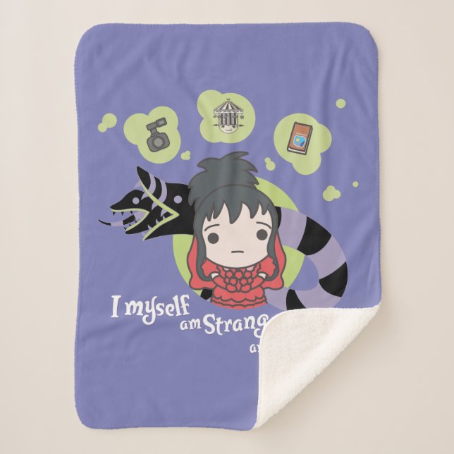 Beetlejuice | Chibi Lydia "Strange and Unusual" Sherpa Blanket (Front)