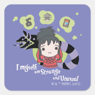 Beetlejuice   Chibi Lydia "Strange and Unusual" Square Sticker