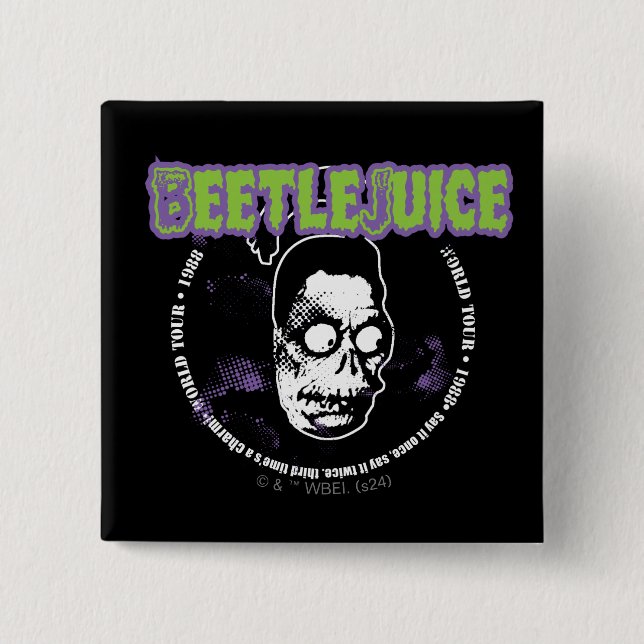 Beetlejuice | Harry the Hunter Shrunken Head 15 Cm Square Badge (Front)
