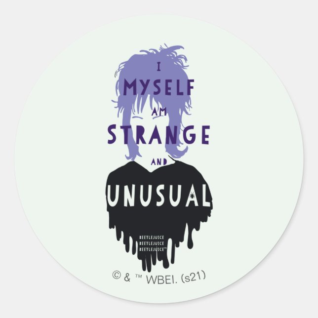 Beetlejuice | Lydia "Strange and Unusual" Graphic Classic Round Sticker (Front)