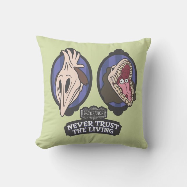 Beetlejuice | Maitlands "Never Trust The Living" Cushion (Front)