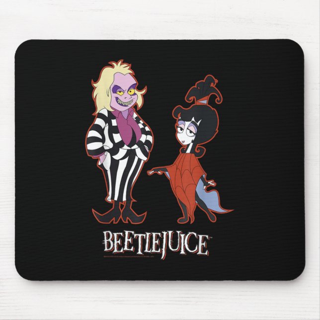 Beetlejuice Red Outline Beetlejuice And Lydia Cart Mouse Pad (Front)