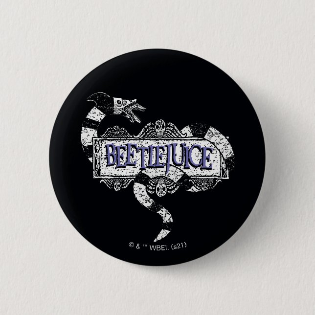 Beetlejuice | Sandworm Coiled on Beetlejuice Logo 6 Cm Round Badge (Front)