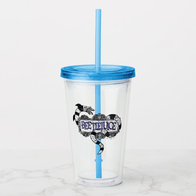 Beetlejuice | Sandworm Coiled on Beetlejuice Logo Acrylic Tumbler (Front)