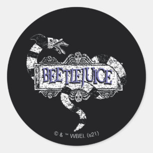 Beetlejuice   Sandworm Coiled on Beetlejuice Logo Classic Round Sticker