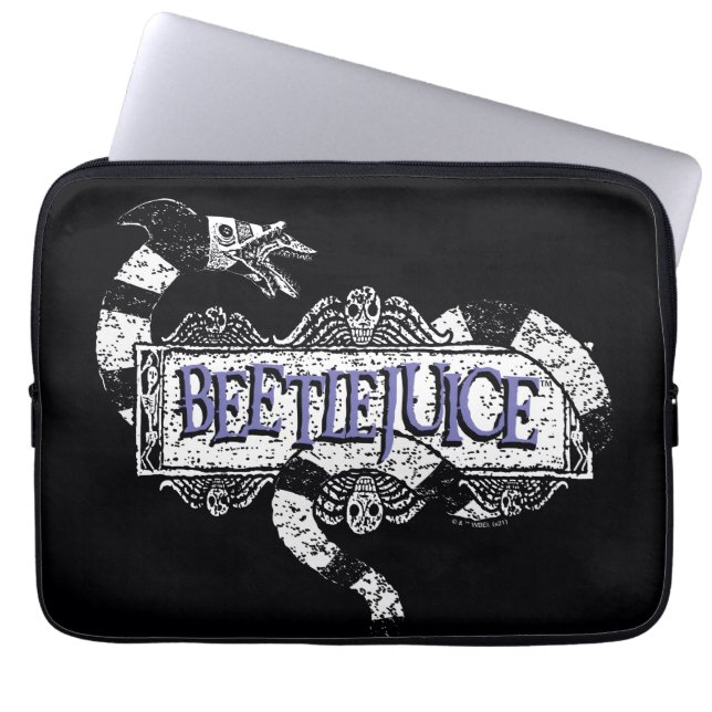 Beetlejuice | Sandworm Coiled on Beetlejuice Logo Laptop Sleeve (Front)