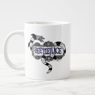 Beetlejuice Sandworm Coiled on Beetlejuice Logo Large Coffee Mug