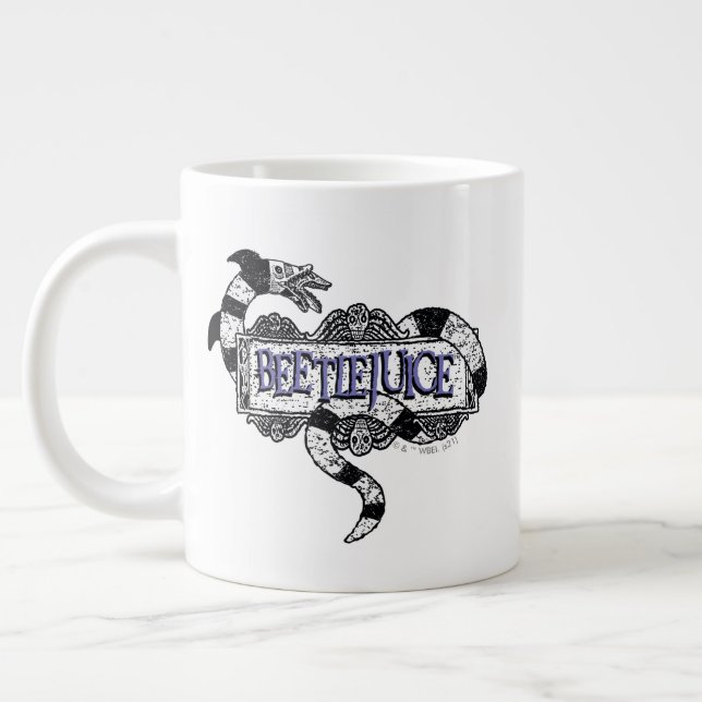 Beetlejuice | Sandworm Coiled on Beetlejuice Logo Large Coffee Mug (Left)