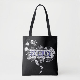 Beetlejuice   Sandworm Coiled on Beetlejuice Logo Tote Bag