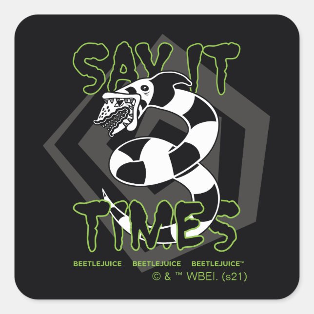 Beetlejuice | Say It 3 Times Square Sticker (Front)