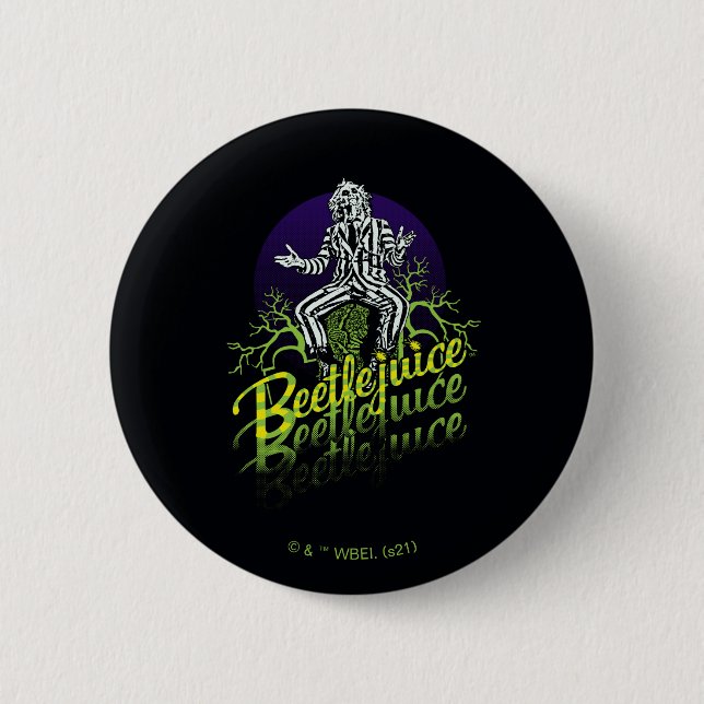 Beetlejuice | Sitting on a Tombstone 6 Cm Round Badge (Front)