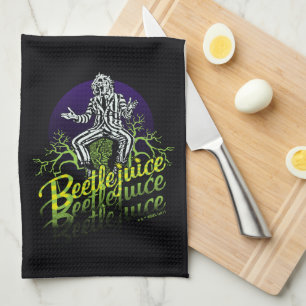 Beetlejuice Sitting on a Tombstone Tea Towel