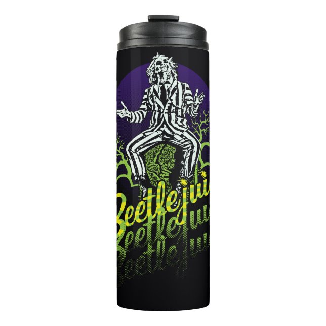 Beetlejuice | Sitting on a Tombstone Thermal Tumbler (Front)