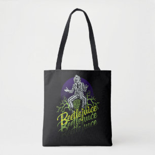 Beetlejuice   Sitting on a Tombstone Tote Bag