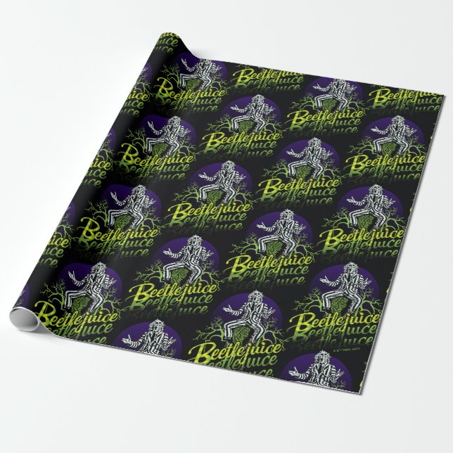 Beetlejuice | Sitting on a Tombstone Wrapping Paper (Unrolled)