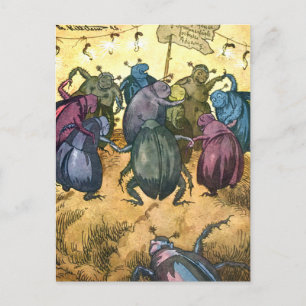 Beetles Celebrating Midsummer Postcard